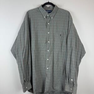 Ralph Lauren Mcmeel Shirt Mens 2XL Green Brown Plaid Button Down Classic Vintage